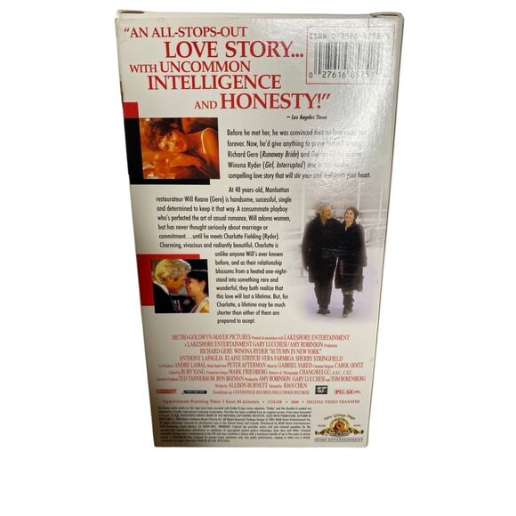 Autumn In New York VHS 2000 Richard Gere Winona Ryder Romantic Drama MGM - Picture 2 of 6